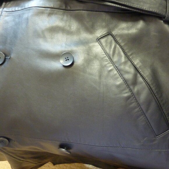 Young Poets Society Double Breasted Leather Trench Coat - Picture 12 of 15